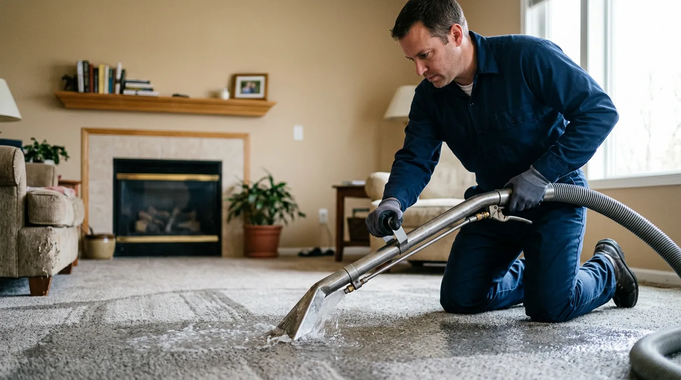 Water damage restoration technician working near Ridgefield, CT